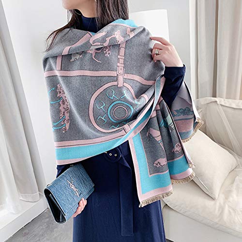 Dames Winter Kasjmier Sjaal Warm Pashmina Deken Paardensjaals Vrouwelijke Sjaal Wraps Dikke Foulard, Y18-3-Donkergrijs