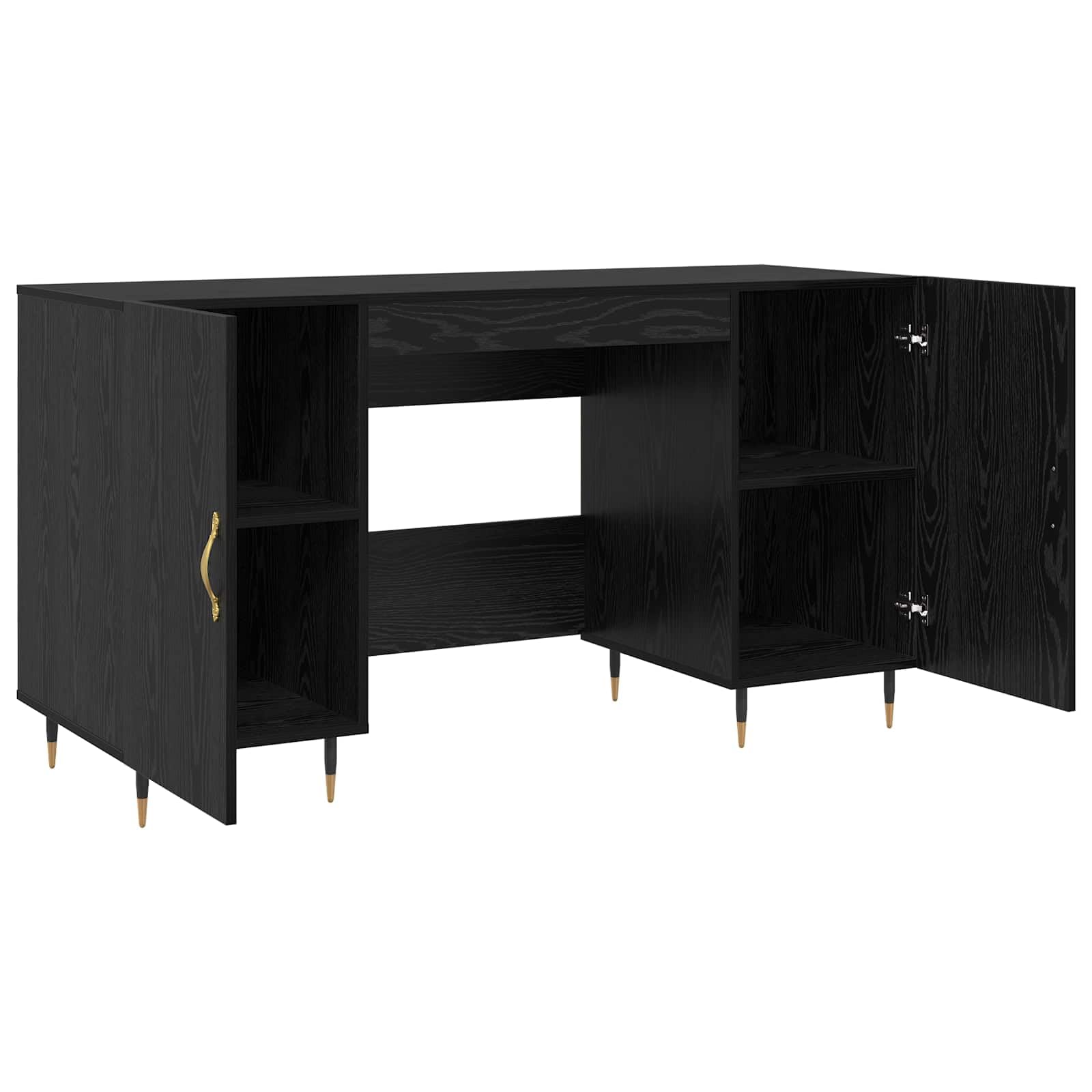 Scrivania rovere nero in legno ingegnerizzato 140 x 50 x 75 cm con ripiano e cassetto per ufficio studio smartworking casa gaming