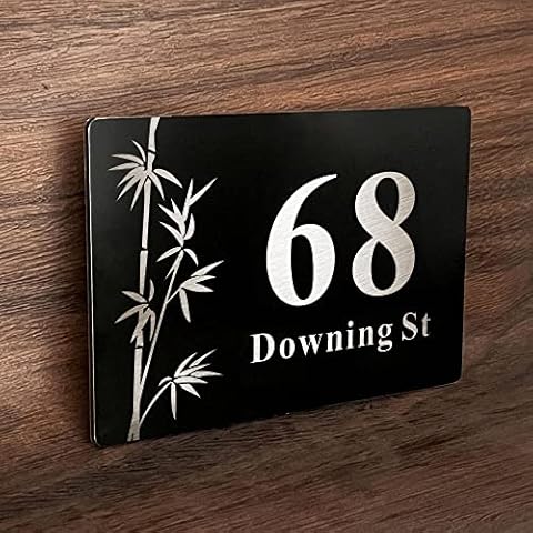 Door Number Plaques for Wall House Number Plaques Personalised House Sign Laser Engraved Black Aluminum Front Door Sign Door Plaque Cover