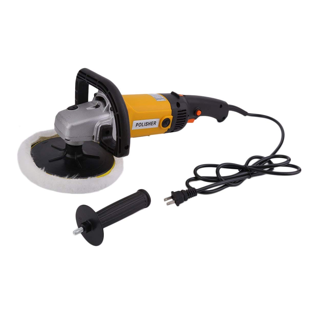 Professional 7 Inch Variable 6-Speed Electric Car Polisher Auto Polishing Machine Buffer With Bonnet Pad US Plug