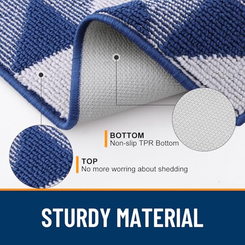 Image of OLANLY Door Mat Indoor Entrance Washable 32x20, Odor-Free Low-Profile Front Back Geometric Doormat, Absorbent Resist Dirt Entry Carpet, Easy to Clean Sturdy Inside Floor Mats for Entryway, Navy