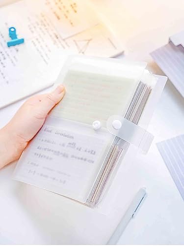 Miniatura 7 de Tarjetas de índice de 3 x 5, de plástico transparente, organizador de bolsas para libros, 40 páginas, capacidad para 160 tarjetas