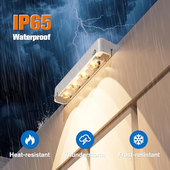 NIORSUN Solar Fence Lights Outdoor 8 Pack, IP65 Waterproof Large Size LED Solar Deck Lights with Lenses, Auto ON Off Warm White Step Lights for Outside, Patio, Fence, Yard and Railing Decor (White)