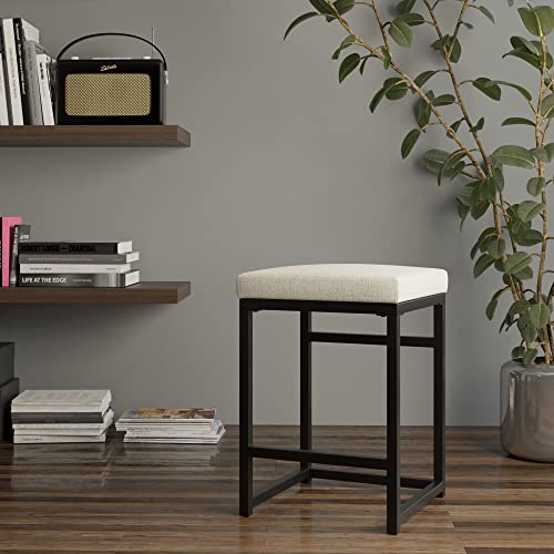 Image of HomePop Metal Frame Counter Stool, 24-Inch, Natural