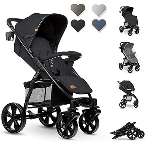 LIONELO Annet Buggy bis 22 kg mit Liegefunktion, Kinderwagen klein zusammenklappbar mit Zubehör, Eva-Schaum-Räder, Moskitonetz, Fußdecke Getränkehalter Cover