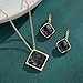 EVEVIC Square Austrian Crystal Necklace Earrings for Women Fashion 18K Gold Plated Hypoallergenic Jewelry Set (Black)