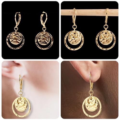 Disc Leverback Earrings for Women, Gold Disc Earrings Boho Disc Drop Earrings Hammered Circle Dangle Drop Earrings Trendy Gold Dangle Earrings for Gift Birthday Anniversary Valentine’s Day3