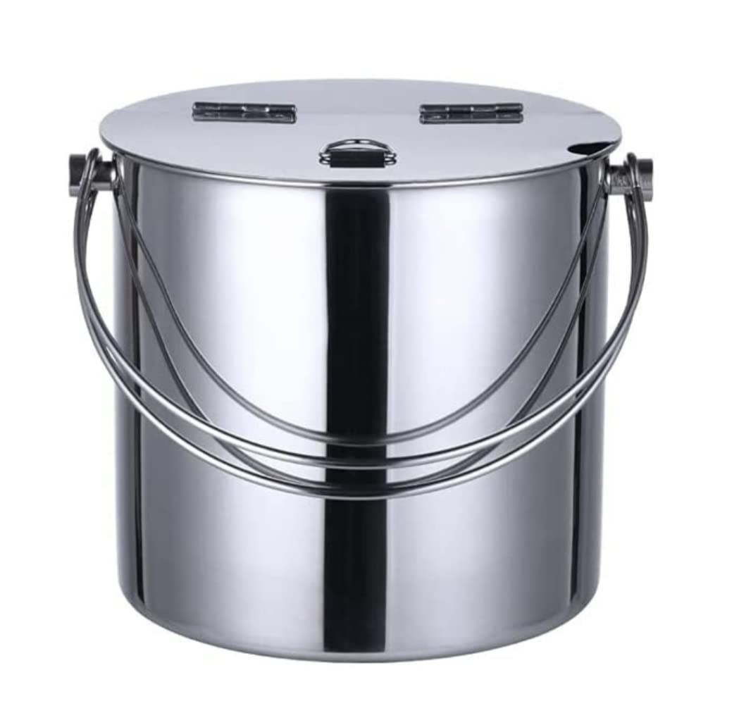 Secchiello Ghiaccio Secchiello per Champagne Secchiello per Il Ghiaccio in Acciaio Inossidabile Secchiello per Ghiaccio Rotondo Portatile con Coperchio Applicabile Bar Feste(1.2L)
