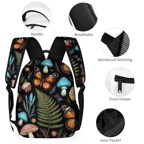 Backpack Bookbag Set Backpack with Lunch Box and Makeup Bag Travel Bookbag Daypack Set (Goth Moon Frogs Moth Magical Mushroom Leaves (1))3