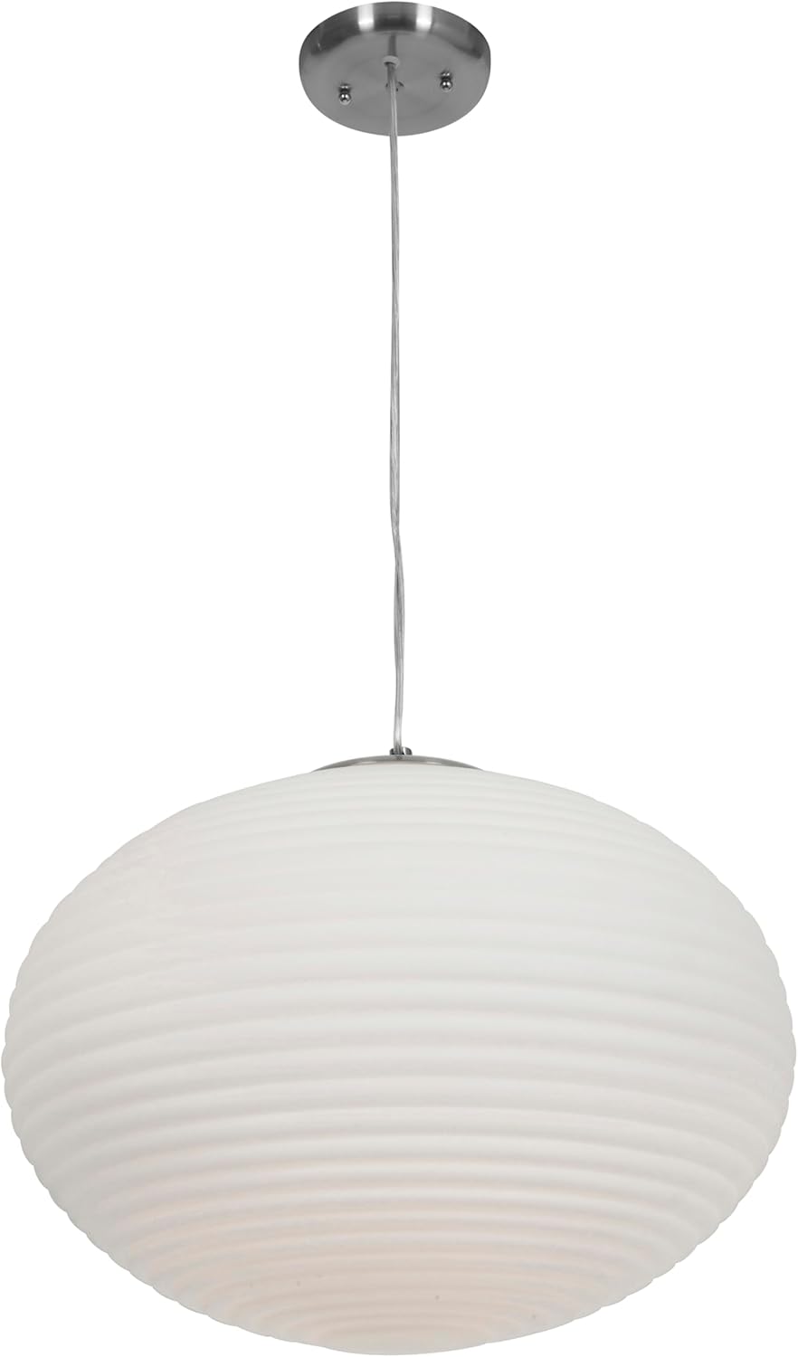 Callisto - 3-Light Pendant - Brushed Steel Finish - Opal Glass Shade