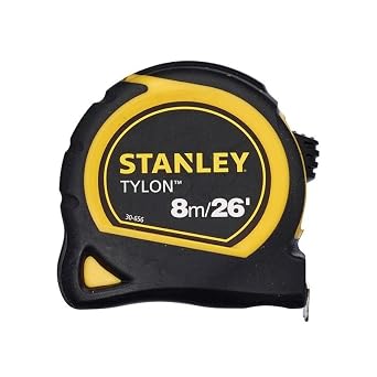 STANLEY 8m/26ft Tylon Tape Measure with TRU-ZERO Anchor Hook, Retractable, High Visibility Tape Measure, 8m x 25mm, 0-30-656