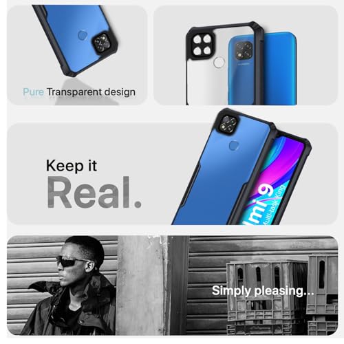 Image of Outlouders Back Cover for Redmi 10A / Redmi 9 / Redmi 9 Activ / 9C / Poco C31 | Ultra Hybrid Transparent | Full Camera Protection | Raised Edge | Crystal Clear Bumper Case(Black)