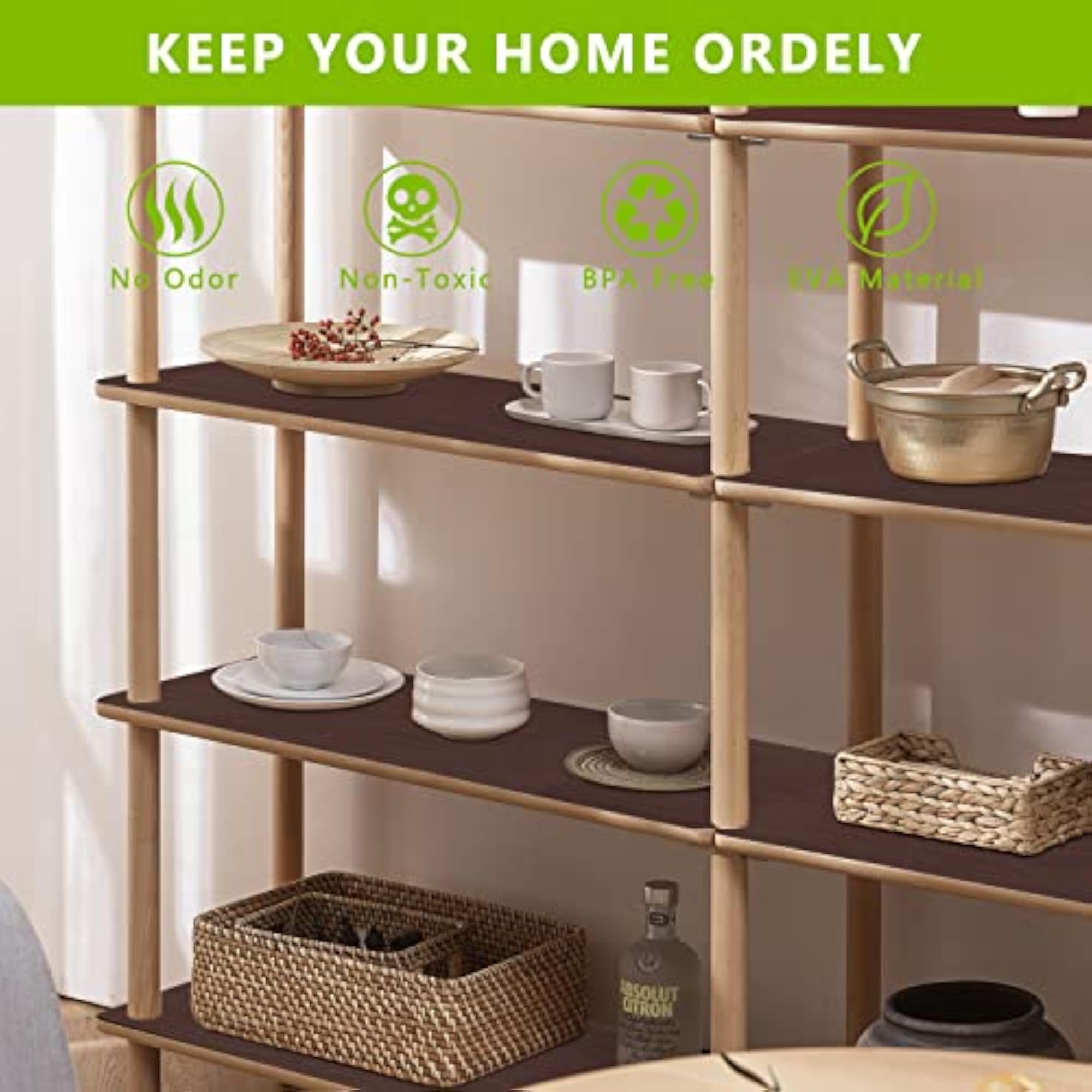 Shelf Liner for Kitchen Cabinets, Coffee