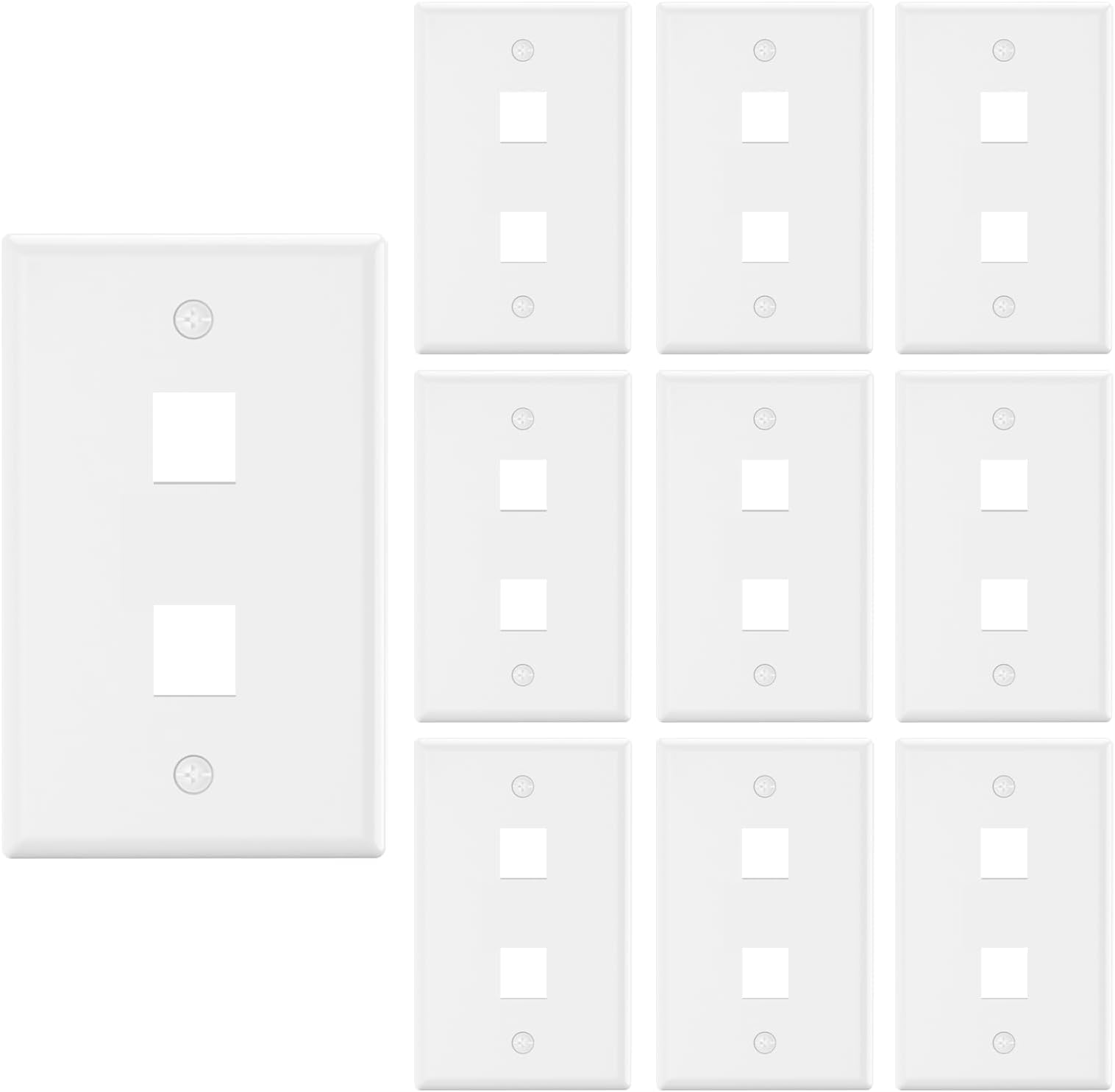 VCE 2 Port Keystone Wall Plate UL Listed (10-Pack), Single Gang Wall Plates for RJ45 Keystone Jack and Modular Inserts, White