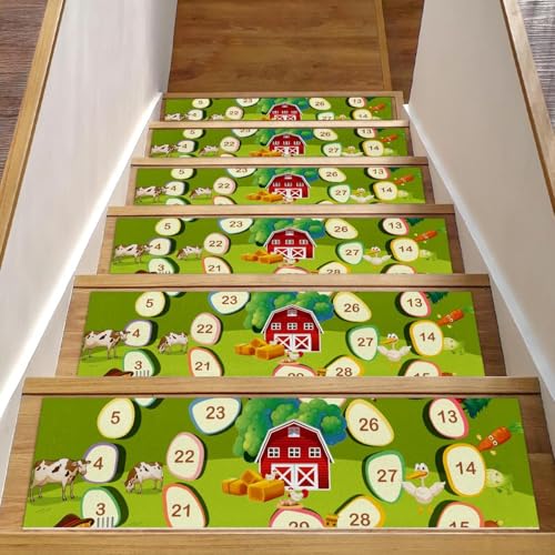 Peldaños de escalera estilo granja con alfombra de alta densidad para escalones de madera 2