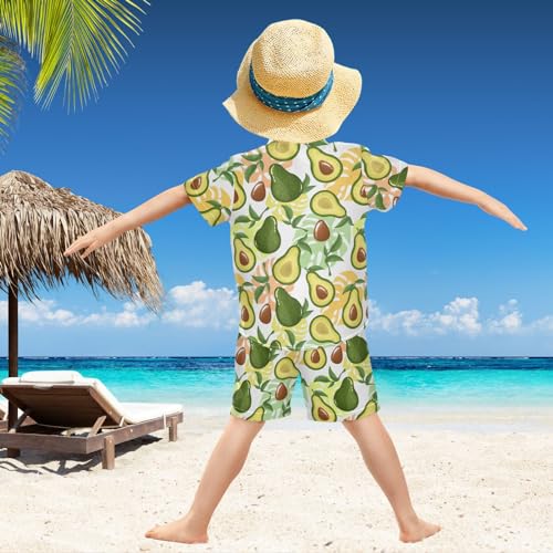 Image of visesunny Funny Boy's 2 Pieces Shirt and Short Set Casual Shirts Short Sleeve Beach Shorts Summer Outfits for 3-10 Years Kids