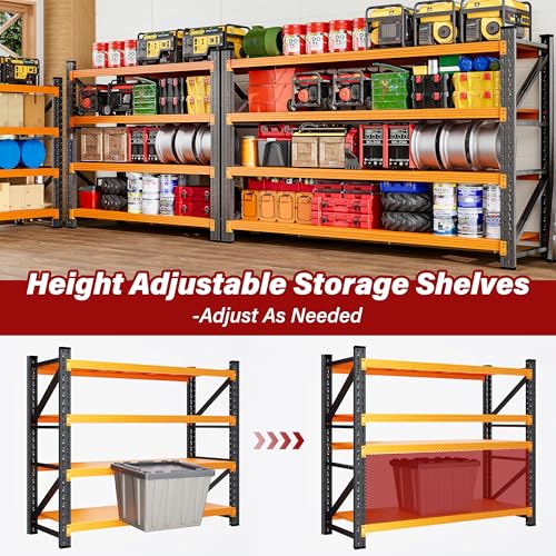 Image of 48 inch Wide Heavy Duty Garage Shelving Units,3000LBS Deep Storage Shelves,Orange Metal Garage Shelves,Large Storage Rack,Steel Shelf,Industrial Shelving for Shop,Warehouse,Basement,48 inch W x 24 inch D x 70 inch H