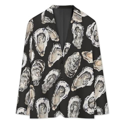 Oyster Printed Men's Classic Fit Suits Funny Casual Stylish Two Button Blazer3