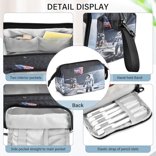 Image of Space Astronaut Nasa Apollo Pencil Case Large Pencil Pouch Big Pencil Box Pen Bag Organizer Pencil Bags with Zipper for Adults Girls Kids Boys School 038