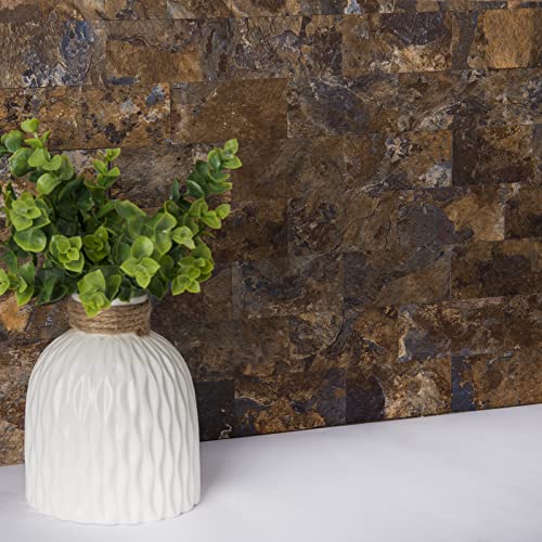 Art3D 10-Sheet Peel And Stick Backsplash Pvc Wall Tile, Stickon Tile For Kitchen Backplash, Bathroom Vanities, Fireplace Decor, Laundry Table, Stair Decals In Rust Slate, Plastic-Sheets #TOP1