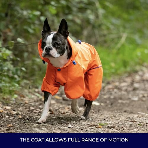 HUGO & HUDSON Reflektierende Jacke für Hunde, Kapuzenoverall, winddichter Wintermantel, Orange, M45