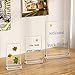 NIUBEE 6Pack 8.5x11 Clear Acrylic Sign Holder with Sliver Borders and Vertical Stand, Double Sided Table Menu Holders Picture Frames for Wedding Table Numbers, Photos