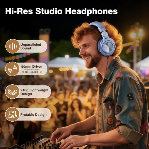Image of New Bee Wired Over Ear Headphones, Studio Headphones with 50mm Drivers and 6.35mm & 3.5mm Jack DJ Headphones for Studio Monitor & Mixing DJ Guitar AMP Podcast Piano Keyboard
