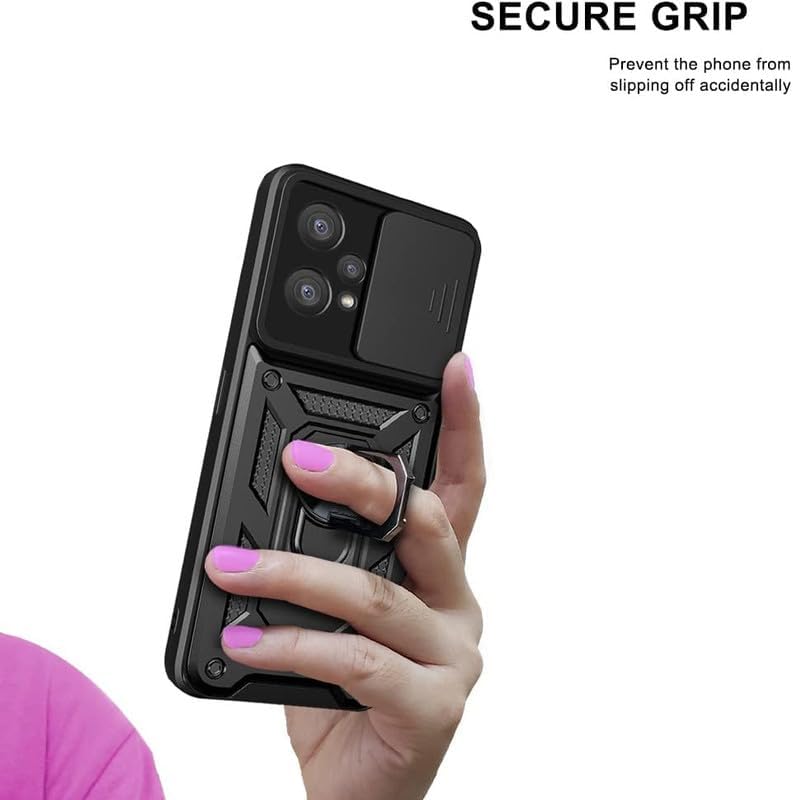 Image of Luxe Back Cover for OnePlus Nord CE 2 Lite 5G | D10 Tough Armor | Sliding Camera Shield | 360 Protection | Kickstand Ring Holder | Military-Grade Shockproof Bumper