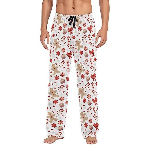 Christmas Gingerbread Man Mens Pajama Pants Lounge Men's Pajama Bottoms Soft Sleep Pants With Pockets XXL