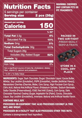 Queen Anne Dark Chocolate Covered Cordial Cherries | 6.6 oz | 10 Piece Gift Box | Whole Maraschino Cherry Creamy Filled Liquid Center | Holiday Party Chocolate Candy