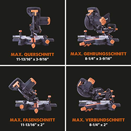 Evolution Power Tools 048-0032A R210SMS-300+ Troncatrice Radiale Scorrevole Multi-Materiale 210 mm con Pacchetto Plus, 230 V - 11