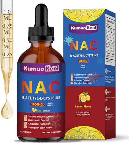 Image of NAC Supplement N-Acetyl Cysteine Liquid, N Acetyl Cysteine 1000mg Liquid Drops with Quercetin Zinc for Adults, Kids, Support Liver Lung Function, Antioxidants, Immunity, Skin Health, 2 Fl Oz