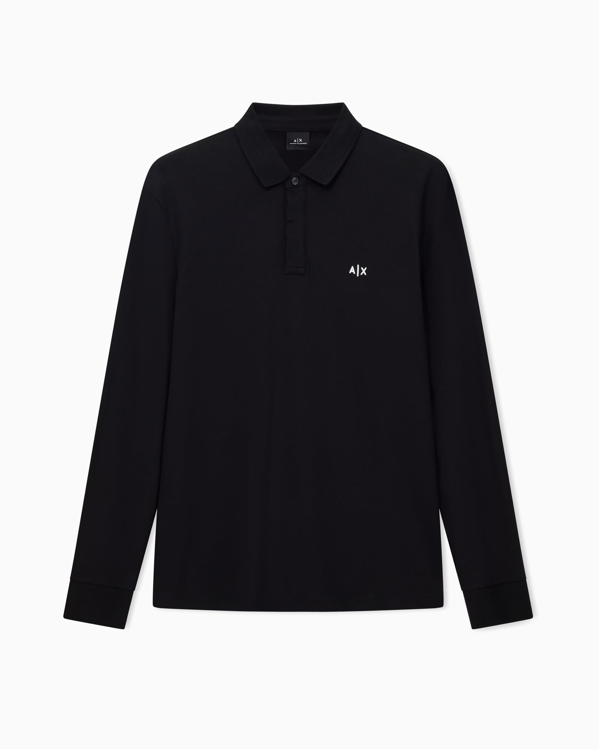 Armani Exchange Herren Schwarz Men's Essential, Long Sleeve Side Monogram Logo Polo Shirt, Black, Xs