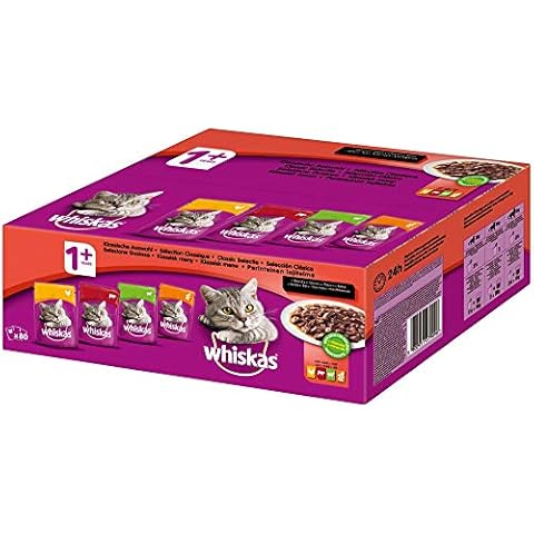 Whiskas Katzenfutter Nassfutter Adult 1+ Klassische Auswahl in Soße 80 x 100g Mega Pack Cover