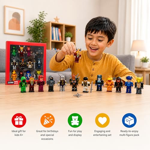 Image of 12PCS Action Figure Toy Set for Kids, Block-Style Hero Mini Figures with Accessories, Collectible Adventure Characters, Creative Roleplay Toys for Boys & Girls Ages 6+