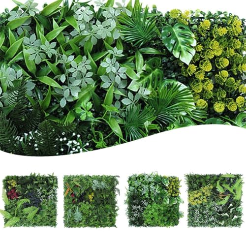 Hierba artificial, césped de plástico de 50 x 50 cm, para decoración de pared del hogar, hotel, sala de estar, cafetería, fácil de limpiar