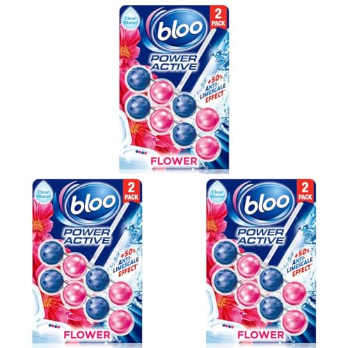 Image of Bloo Power Active Toilet Rim Block, Fresh Flowers, 2 x 50g (Pack of 3)