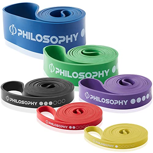 Philosophy Gym Pull Up Assist Band 6 Piece Set - Resistance Power Loop Exercise Band Set with Storage Bag
