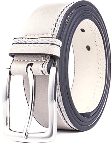 Fabio Valenti Mens Belt, Men's Belt Leather Pin Buckle (32/34, BEIGE)