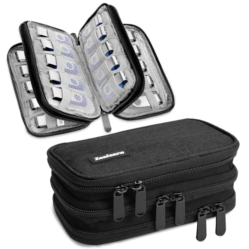USB Flash Drive Case with Labels Gifts for Men USBs Case Organizer Holds 30 Pcs USBs Storage Cases USB Sticks Holder Thumb Drive Cases Fits for Samsung/Sandisk/Jump Drive etc Black