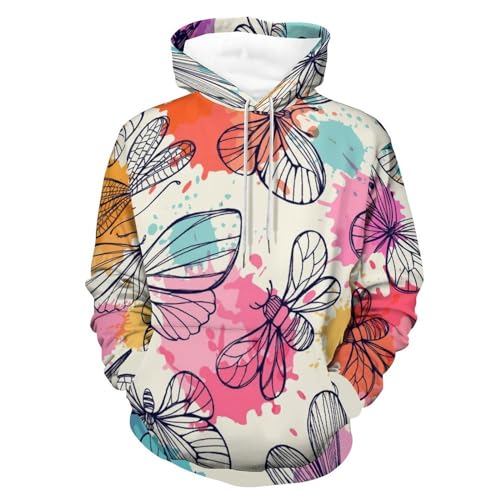 Sweatshirt pull UMENG pour homme femme avec motif papillon, pull à capuche manche longue
