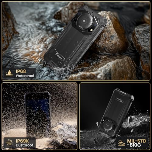 Image of FOSSIBOT F101P Rugged Phone Unlocked 5.45 inch(2026), 10600mAh Unlocked Phone 123dB Loud Volume Phone, 7GB+64GB /1TB, 24MP Camera Waterproof Smartphone 4G Dual SIM /OTG /2Ghz Octa-core (Black, 64, GB)