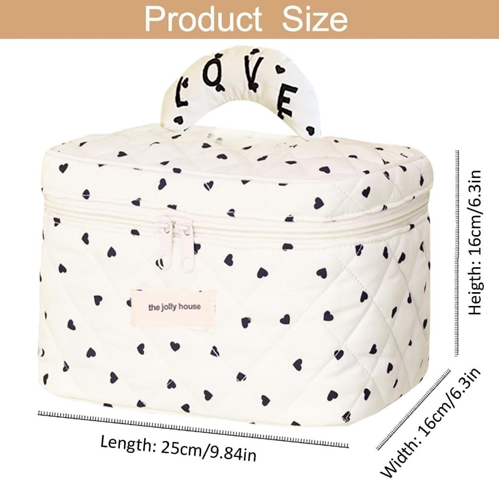 Bolsas de Lavado, Bolsa de Maquillaje de Mano de Gran Capacidad pequeña Floral Acolchada algodón Cremallera Viaje Multicolor(F)