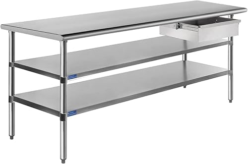 AmGood - Mesa de trabajo de acero inoxidable de 24 x 60 pulgadas  Banco de cocina comercial y residencial para lavandería y garaje  Mesa de