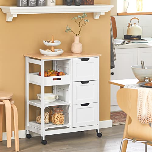 SoBuy Küchenwagen mit Bremsrollen & 3 Schubladen, 68x85x38 cm, für Küche