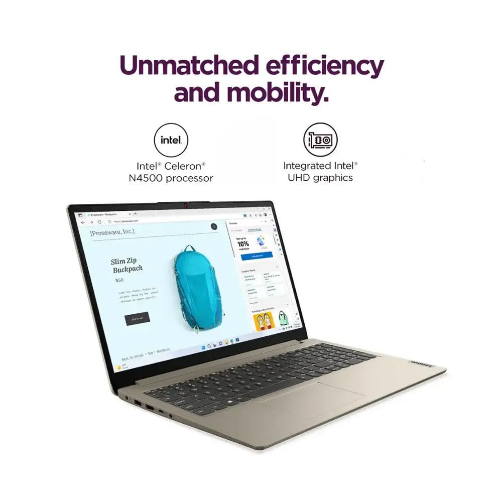 Lenovo 15.6" HD IdeaPad Anti-glare Coating + 1 Year Microsoft 365, 12GB RAM, 384GB SSD, Windows 11 Home, Up to 9.5 Hours Battery Life, Intel Processor, WiFi 6, HDMI, USB-C, SD Card Reader, w/WOWPC USB - 4