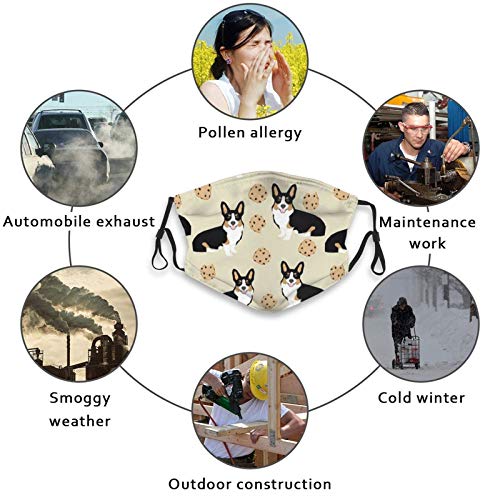 Funny Corgi Dogs (2) Face Mask With Filter Pocket Washable Reusable Face Bandanas Balaclava With 2 Pcs Filters #TOP6