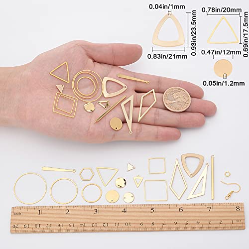 Kit de pendientes DIY con dijes geométricos de latón y anillas de hierro para joyas 4
