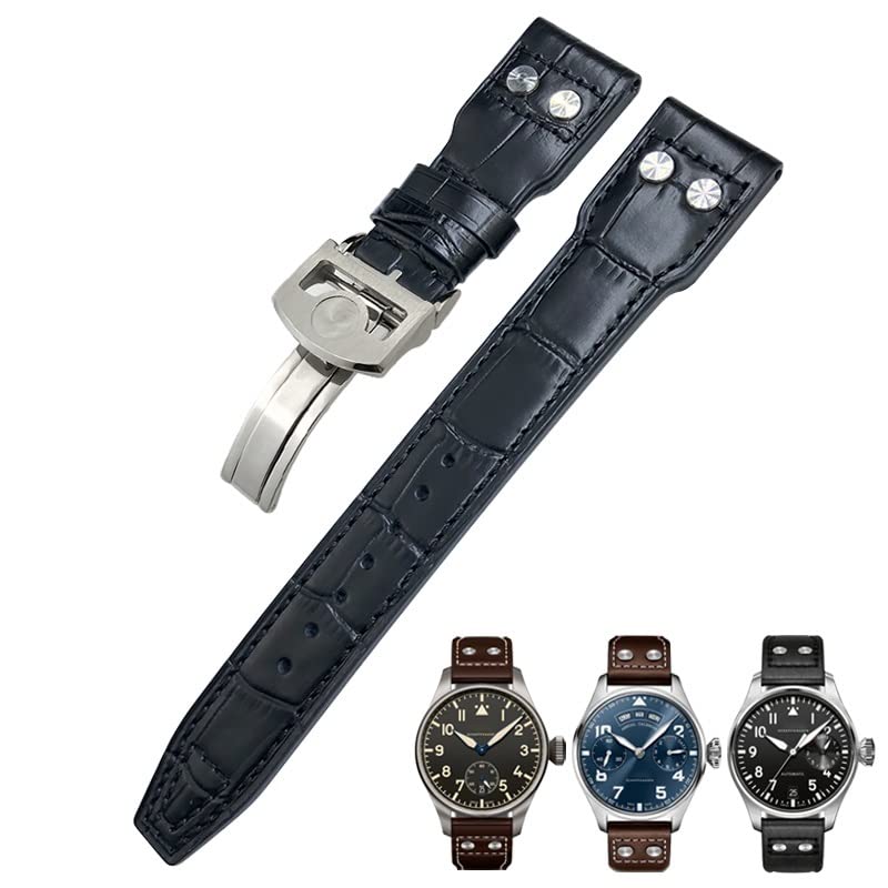 Bracelet en cuir de veau 22mm à rivets pour habiller votre montre pilote IW3777