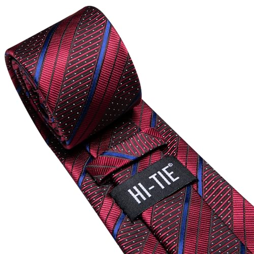 Image of Hi-Tie Mens 70inches Tie Set Extra Long Necktie for Men Cufflinks Handkerchief Big Tall Men Business Wedding